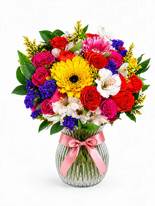 Florero con Gerberas y Rosas