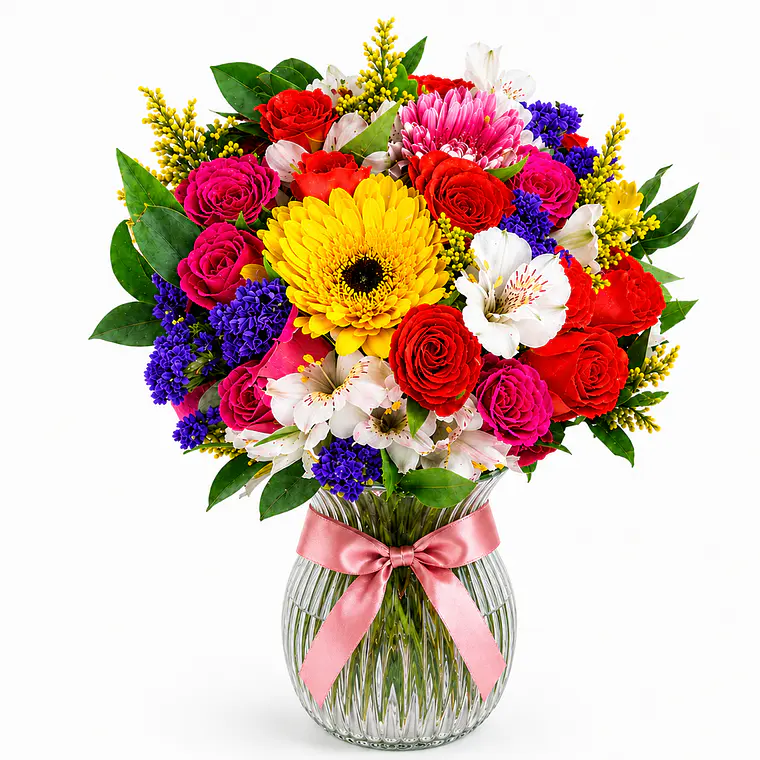 Florero con Gerberas y Rosas 1
