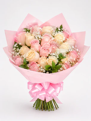 Bouquet Rosas Blancas y Rosadas