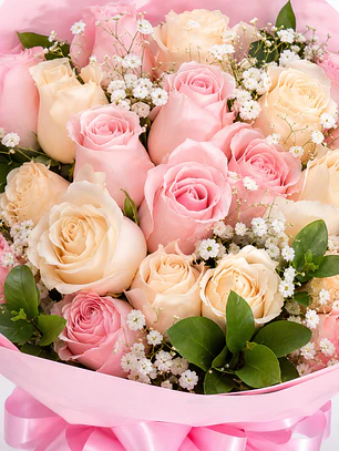 Bouquet Rosas Blancas y Rosadas