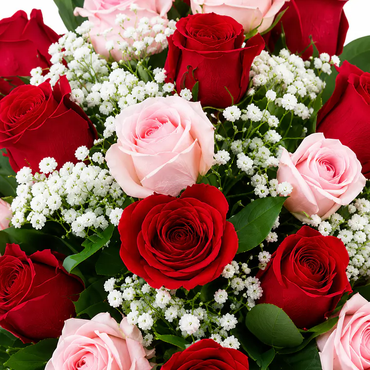 Caja con Rosas Rojas y Rosadas 2
