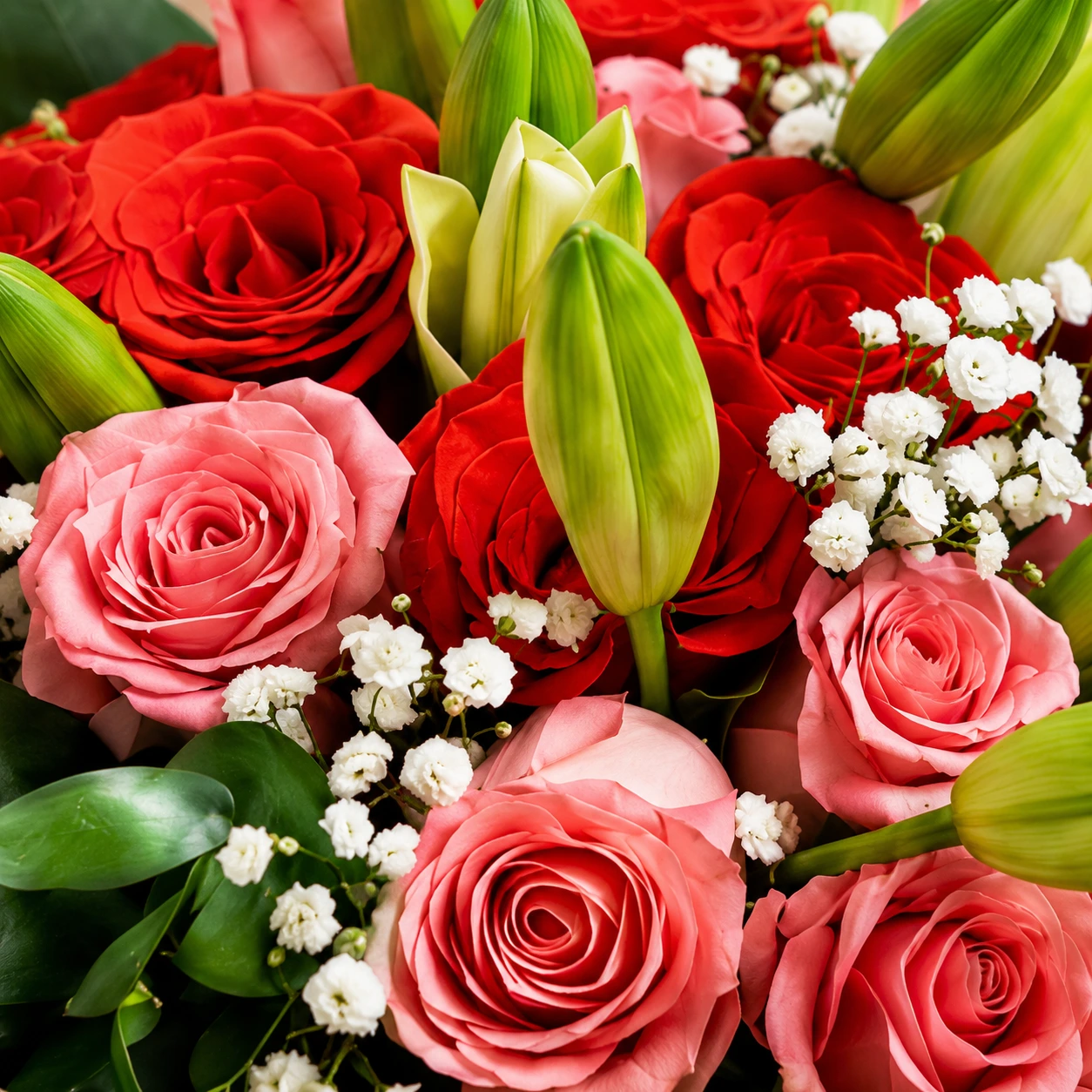 Bouquet Rosas Rojas y Rosadas 2