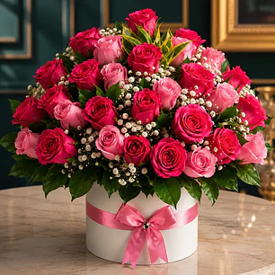 Caja con Rosas Rosadas