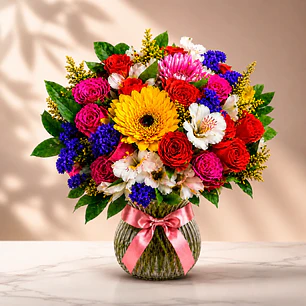 Florero con Gerberas y Rosas