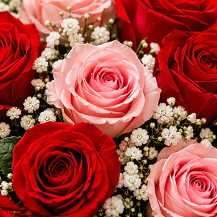 Caja con Rosas Rojas y Rosadas