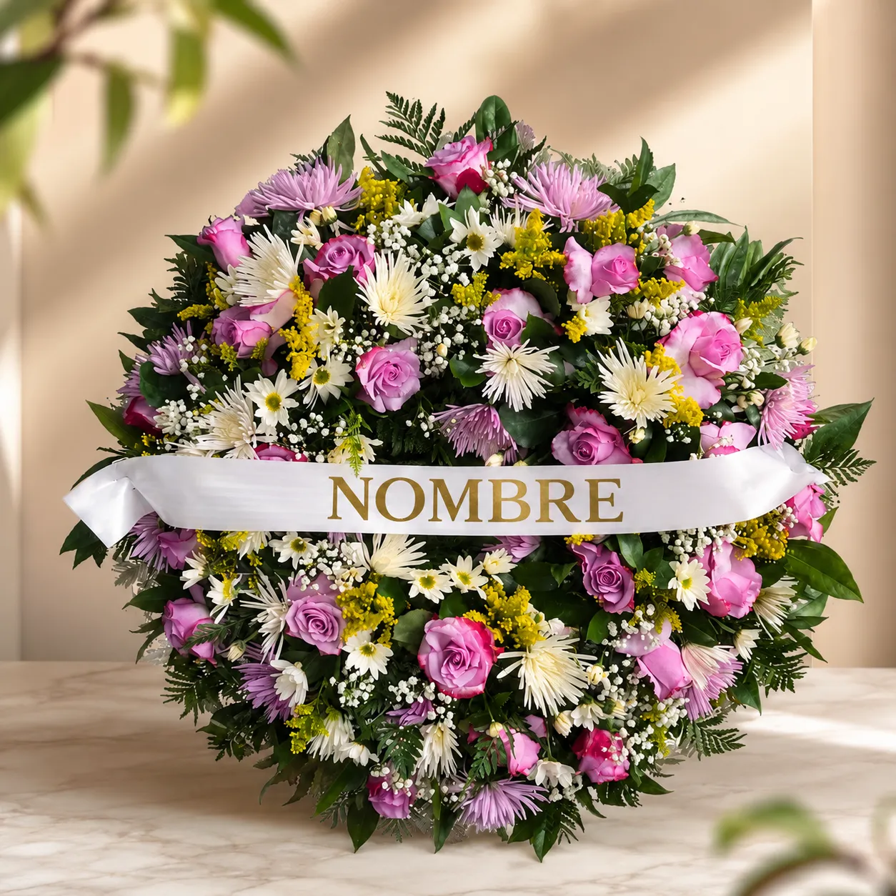 Corona Fúnebre Rosas Moradas 1