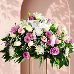 Ramo Fúnebre Rosas Blancas, Rosadas y Moradas
