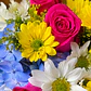 Bouquet Margaritas Amarillas, Rosas Fucsia y Hortensias Azules y Torta de Chocolate - thumbnail 2