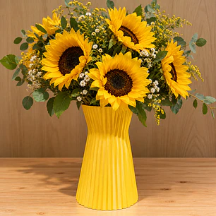 Florero Amarillo con Girasoles - Edición Exclusiva