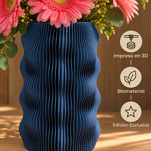 Florero Azul con Gerberas - Edición Exclusiva