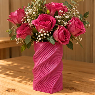 Florero Fucsia con Rosas - Edición Exclusiva