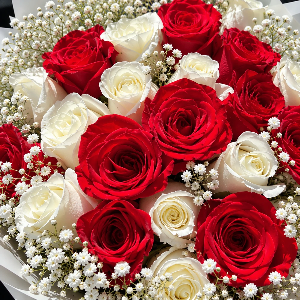 Bouquet Rosas Rojas y Blancas 2