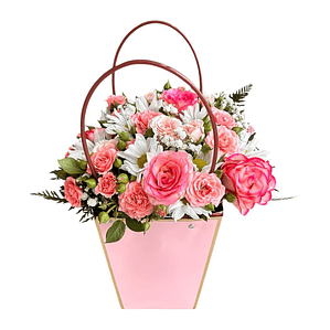 Cartera Floral de Rosas Rosadas y Margaritas con Despacho Hoy | Florabelle