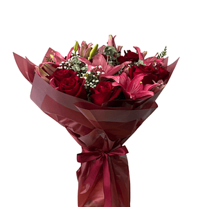 Ramo de Rosas Rojas y Liliums Rosados | Envío en Santiago