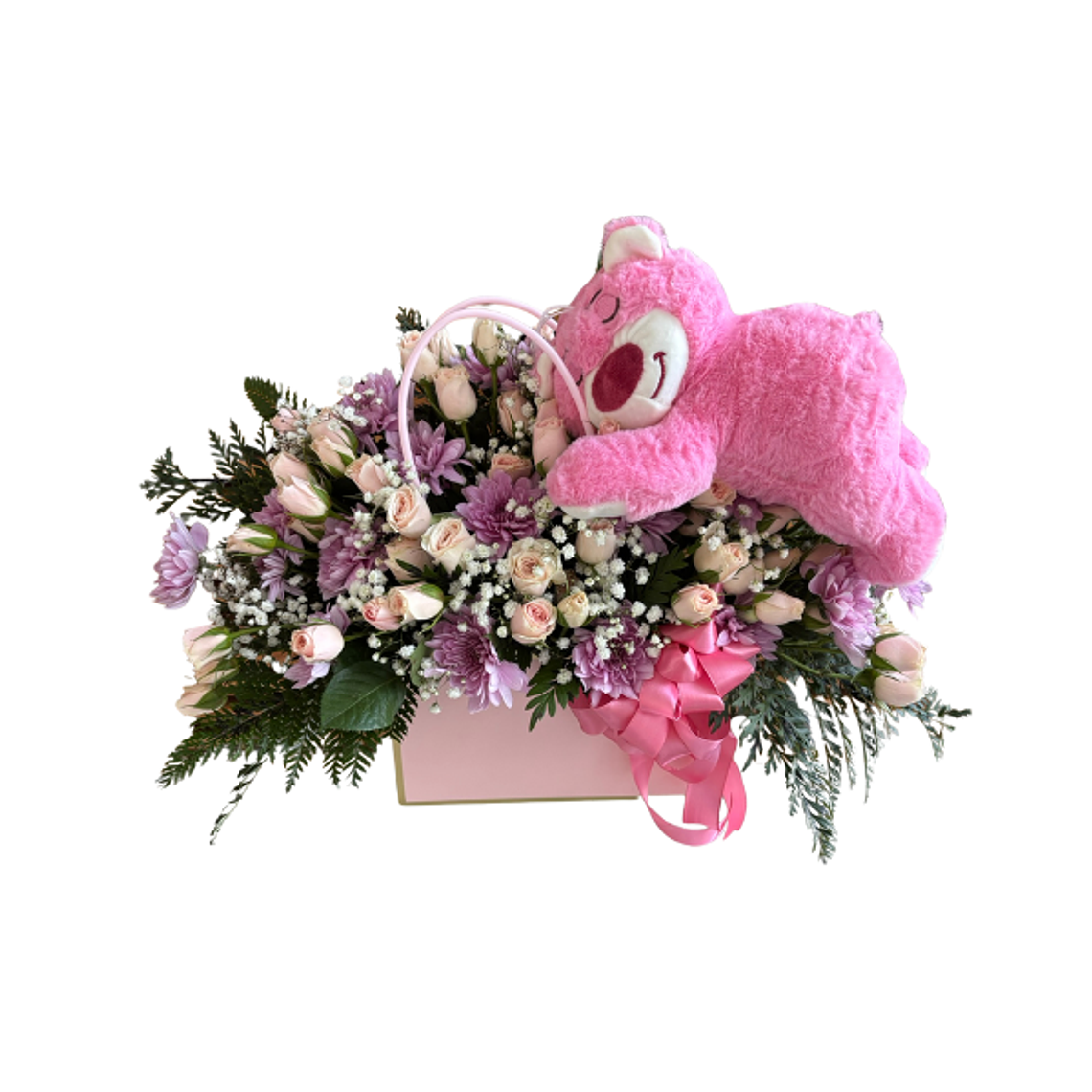 Cartera Floral con Peluche y Rosas | Envío en Santiago 1