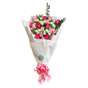 Ramo de Mini Rosas en Tonos Rosa y Crema