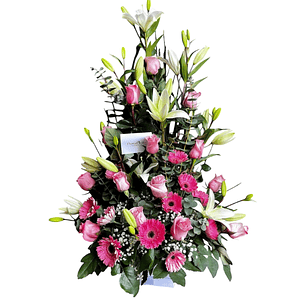 Arreglo Fúnebre con Rosas, Liliums y Gerberas