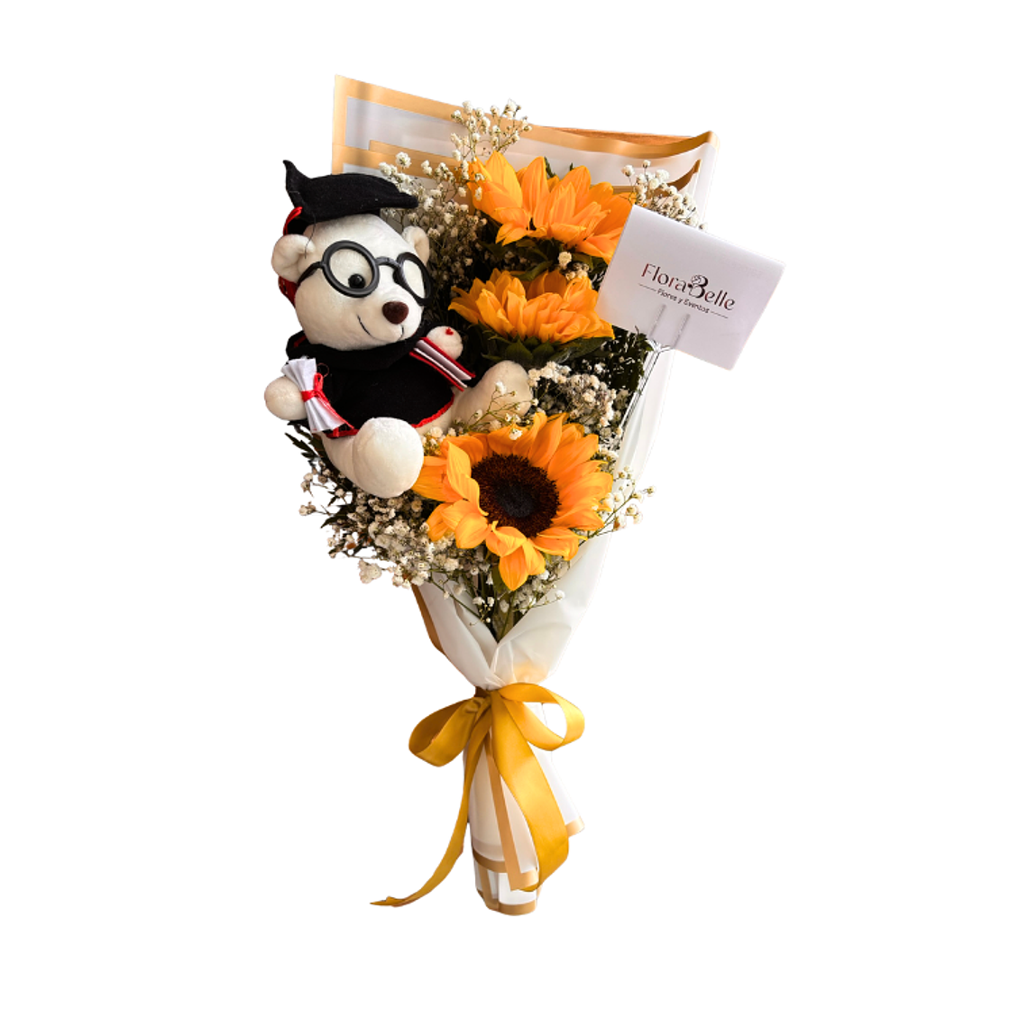 Ramo Floral de Girasoles con Peluche de Graduación 1