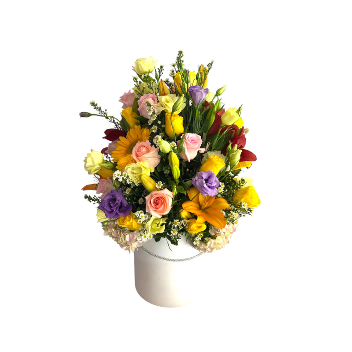 Arreglo Floral Premium Multicolor en Base Decorativa 1