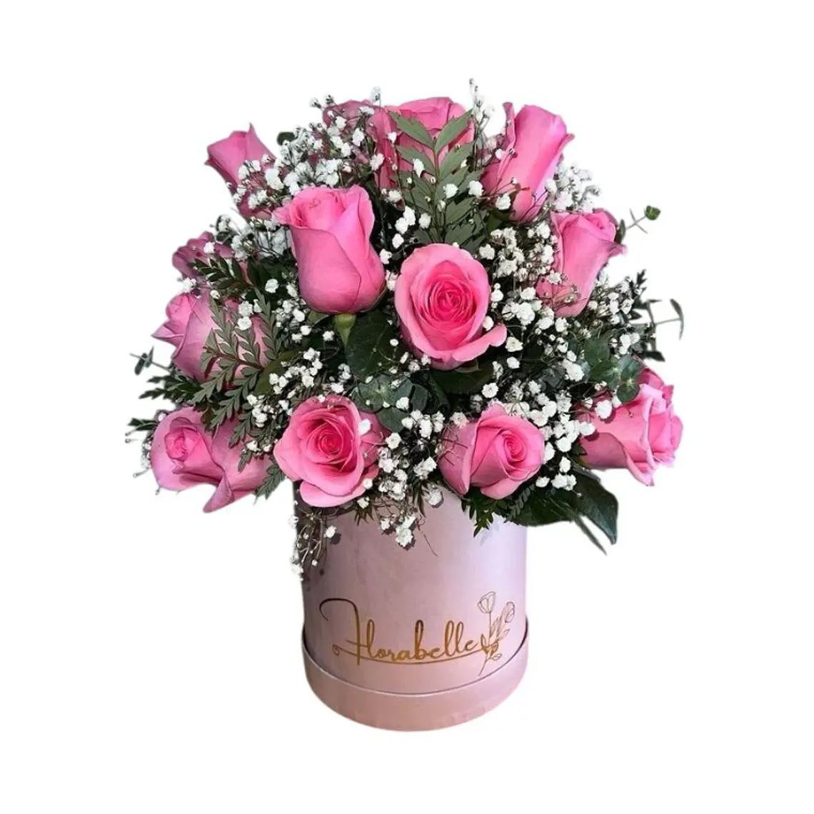 Box Floral con 25 Rosas Rosadas en Base Cilíndrica 1