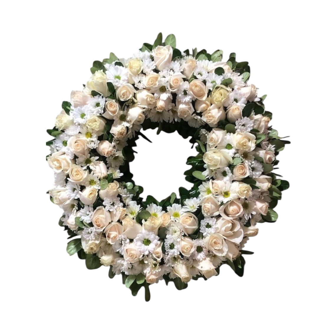 Corona Fúnebre Floral en Tonos Blancos 1