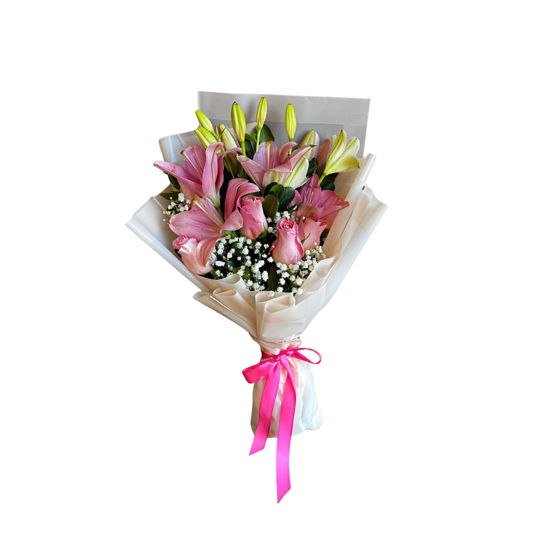 Ramo de Liliums Rosados y Rosas 