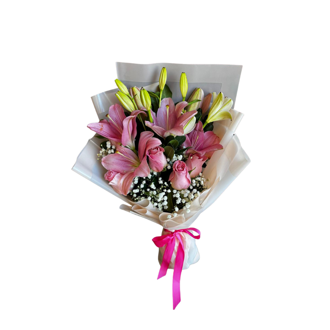 Ramo de Liliums Rosados y Rosas 