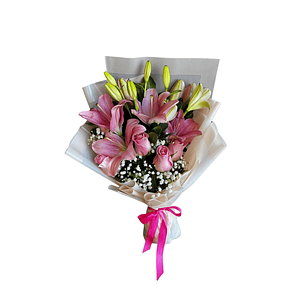 Ramo de Liliums Rosados y Rosas 