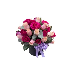 Box Floral de Rosas en Tonos Fucsia y Rosa
