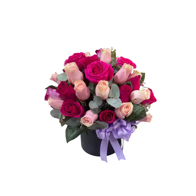 Box Floral de Rosas en Tonos Fucsia y Rosa 1
