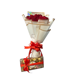 Ramo de Rosas Rojas y Bombones Ferrero Rocher