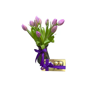 Florero de Tulipanes con Bombones