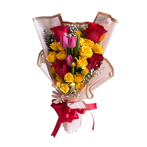 Ramo Mix de Rosas y Tulipanes Radiantes