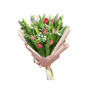 Ramo de Tulipanes Rosados Estilo Silvestre