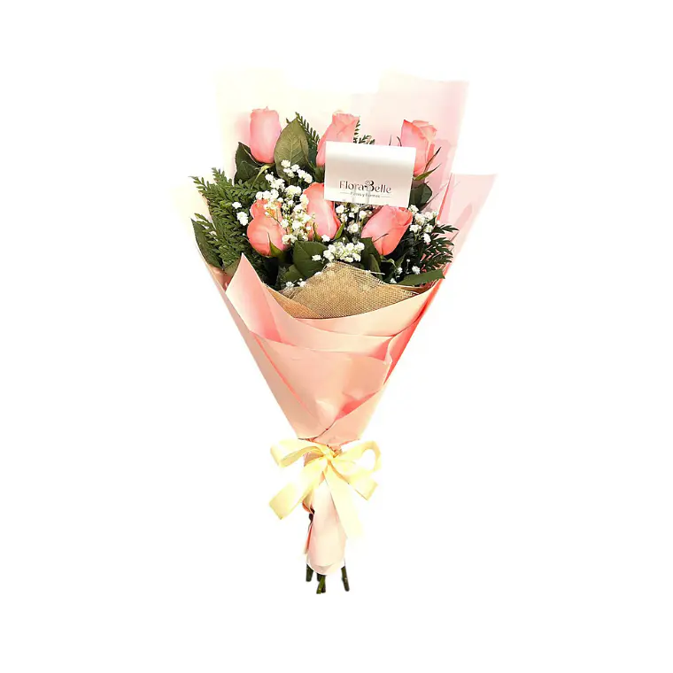 Ramo de 6 Rosas Rosadas Dulce Detalle 1