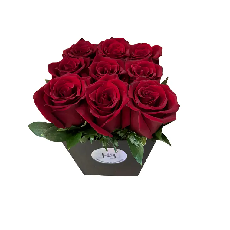 Box de 9 Rosas Rojas Premium 2