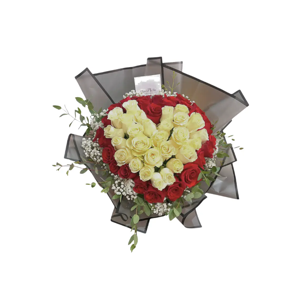 Ramo de Rosas con Forma de Corazón (Rojas y Blancas) 1