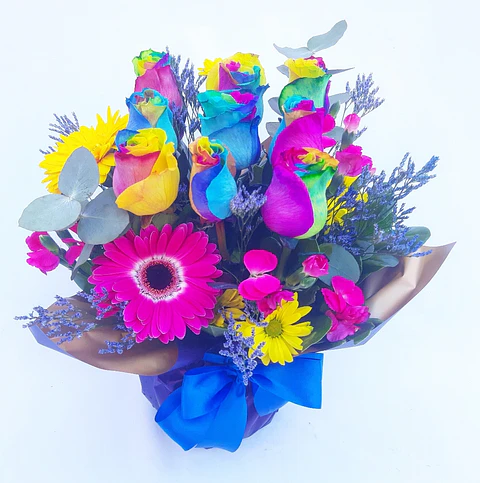 Cubo de rosas rainbow