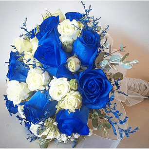 Ramo de Novia redondo de rosas azules