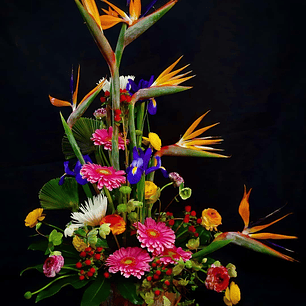 Arreglo decorativo de aves del paraíso 