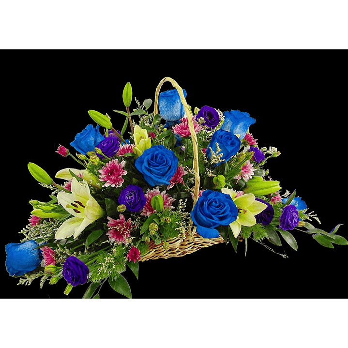 Cesta de rosas azules 1