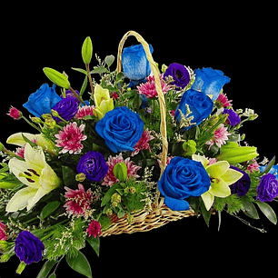 Cesta de rosas azules