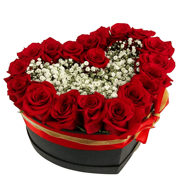 Corazón de rosas rojas y paniculata  1