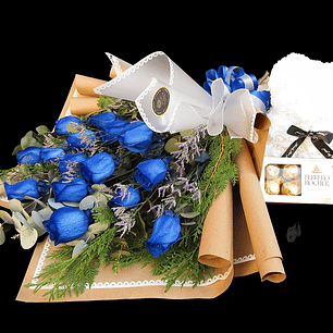 Blue dreams conjunto ramo, bombones y teddy