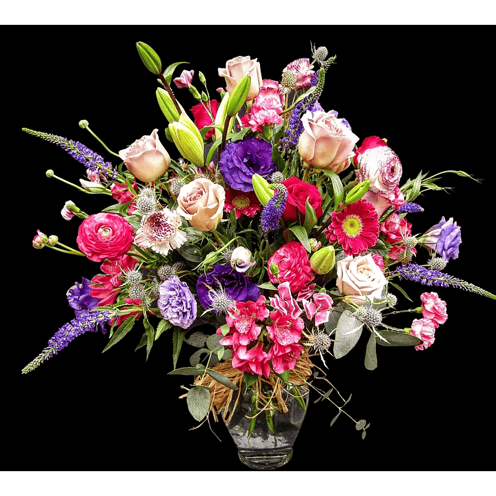 Florero mixto fucsias,  morados y rosas  1