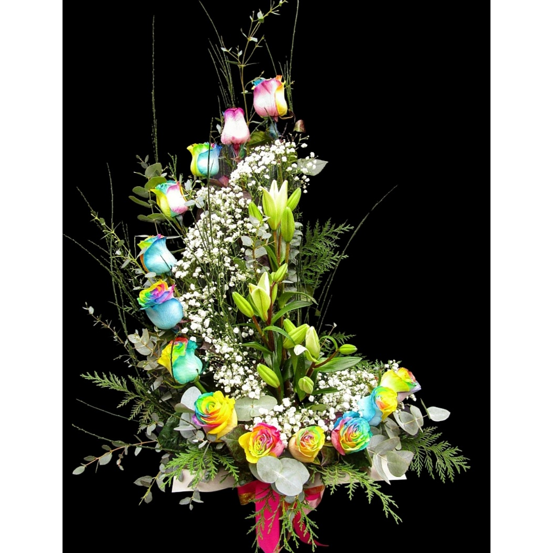 Caracol de rosas rainbow 1