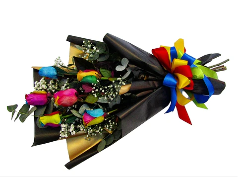 Ramo de 6 rosas  Arcoíris