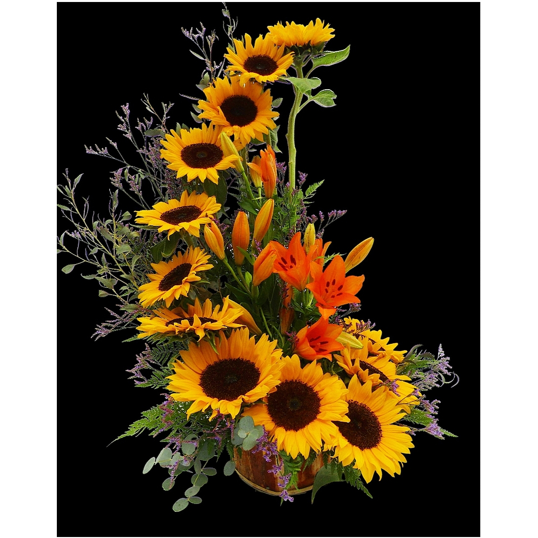 Caracola de girasoles y liliums 1