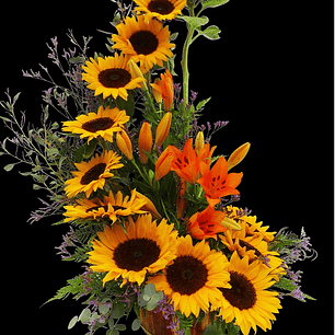 Caracola de girasoles y liliums