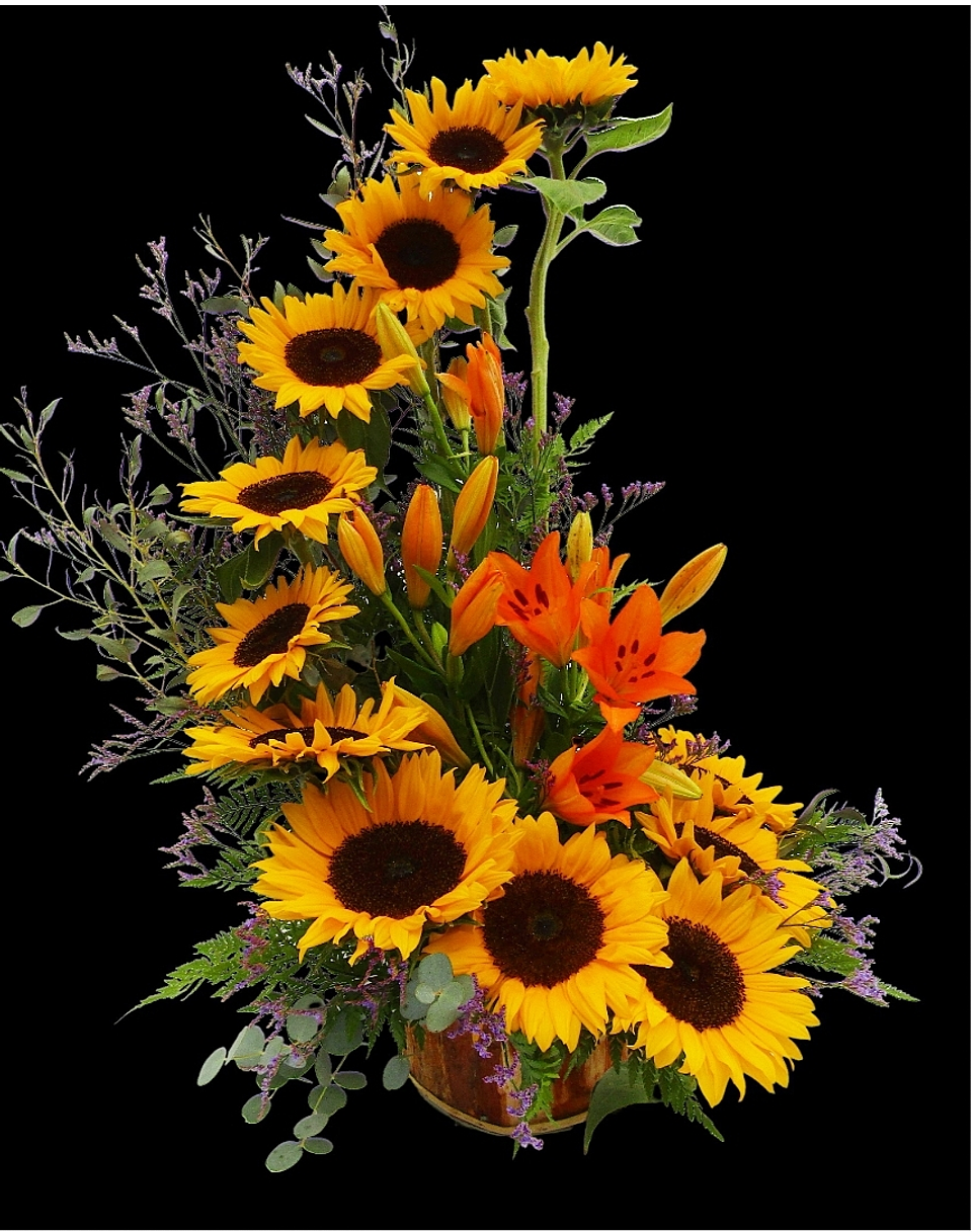 Caracola de girasoles y liliums 1